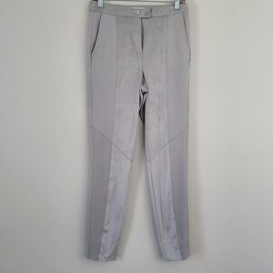 ETCETERA Size 2/Small Gray Faux Suede Stretchy Paneled Split Ankle Length Pants